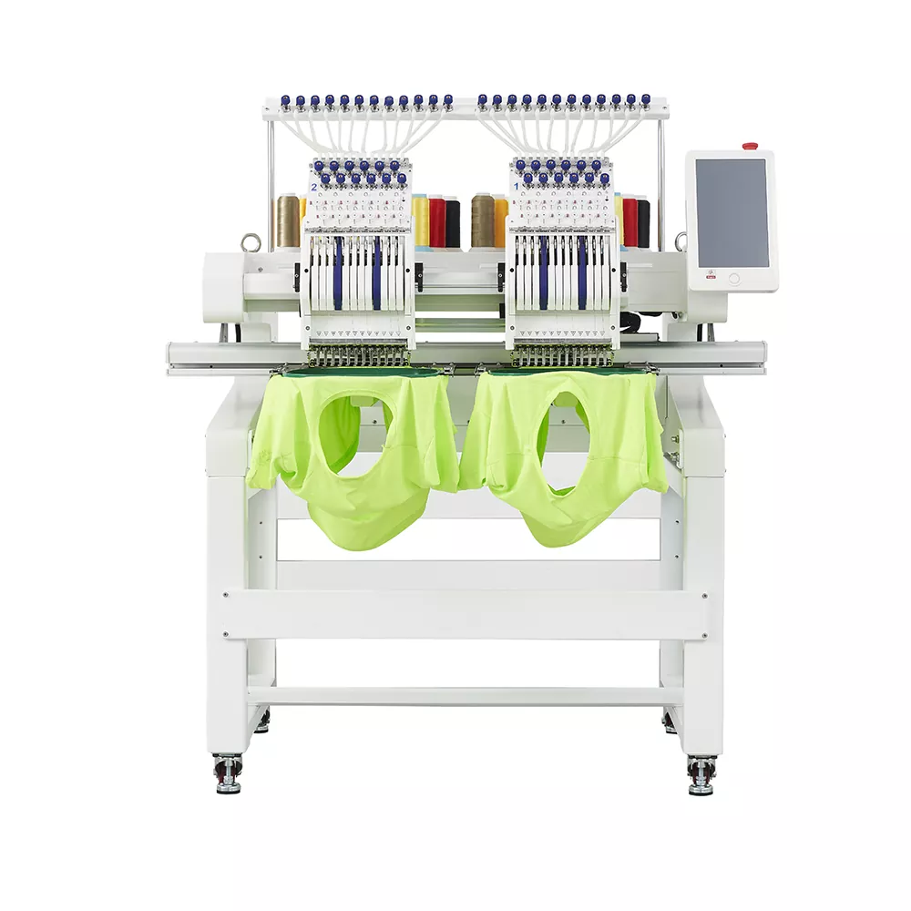 Machine à broder à deux têtes avec fonction de broderie plate